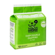Wags & Wiggles Female Dog Diapers, Doggie Diapers for Female Dogs, Large Dog Diapers, 18"-23" Waist - 12 Pack