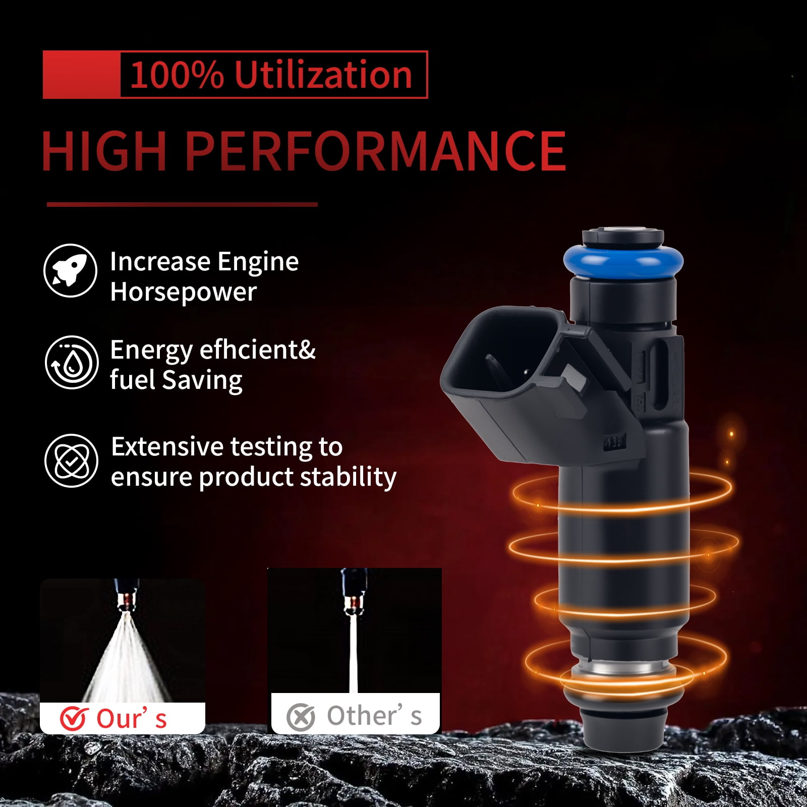 8 Pcs GM12580426 OE 5.3L Flex Fuel Injectors Compatible wIith Chevy 5.3 Tahoe Silverado Suburban 2002 2003 2004 2005 2006,Compatible with GMC Yukon Xl Sierra 1500 |Flex Engine| |4 Holes