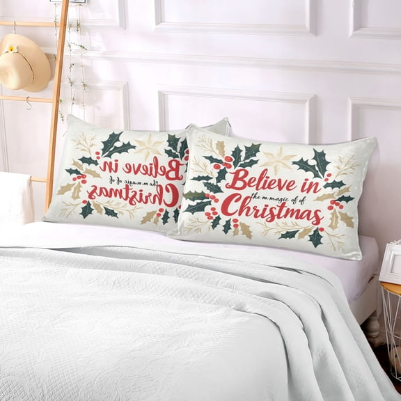 Pillow Case Plush Pillow Design Wreath for Christmas Day Case standard size/King size/Queen size Bed Pillow Pillowcases