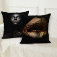 thumbnail image 5 of Set of 4 Throw Pillow Covers Modern Black and Gold Lip Fingers Face African Women Ethnic Tribe Decorative Pillow Cases Home Decor Standard Square 18x18 Inches Pillowcases, 5 of 6