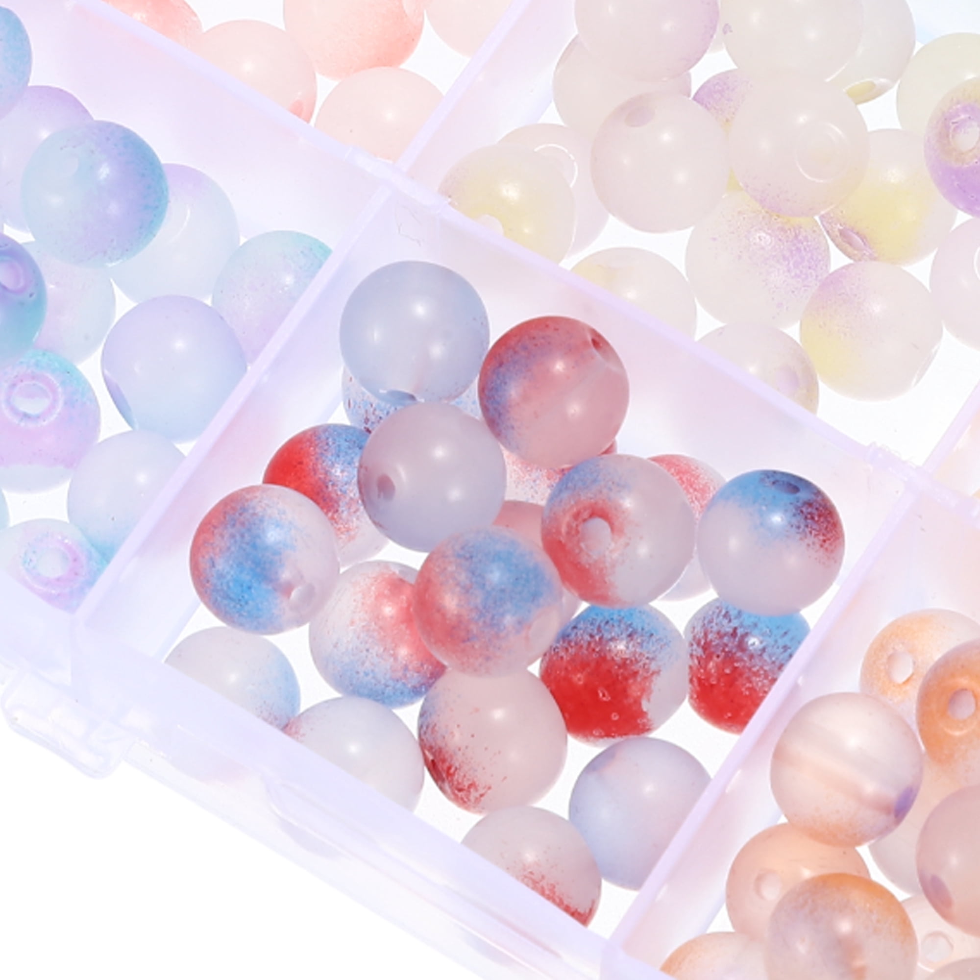 Unique Bargains 8mm Round Glass Beads for Bracelets for Jewelry Making Multicolor 300pcs