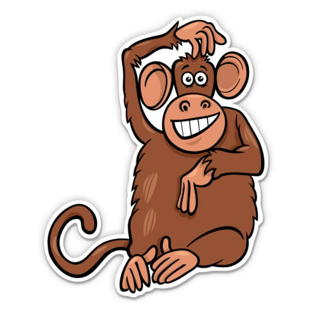 Funny Monkey Scratching Head 12" Vinyl Sticker Waterproof Decal