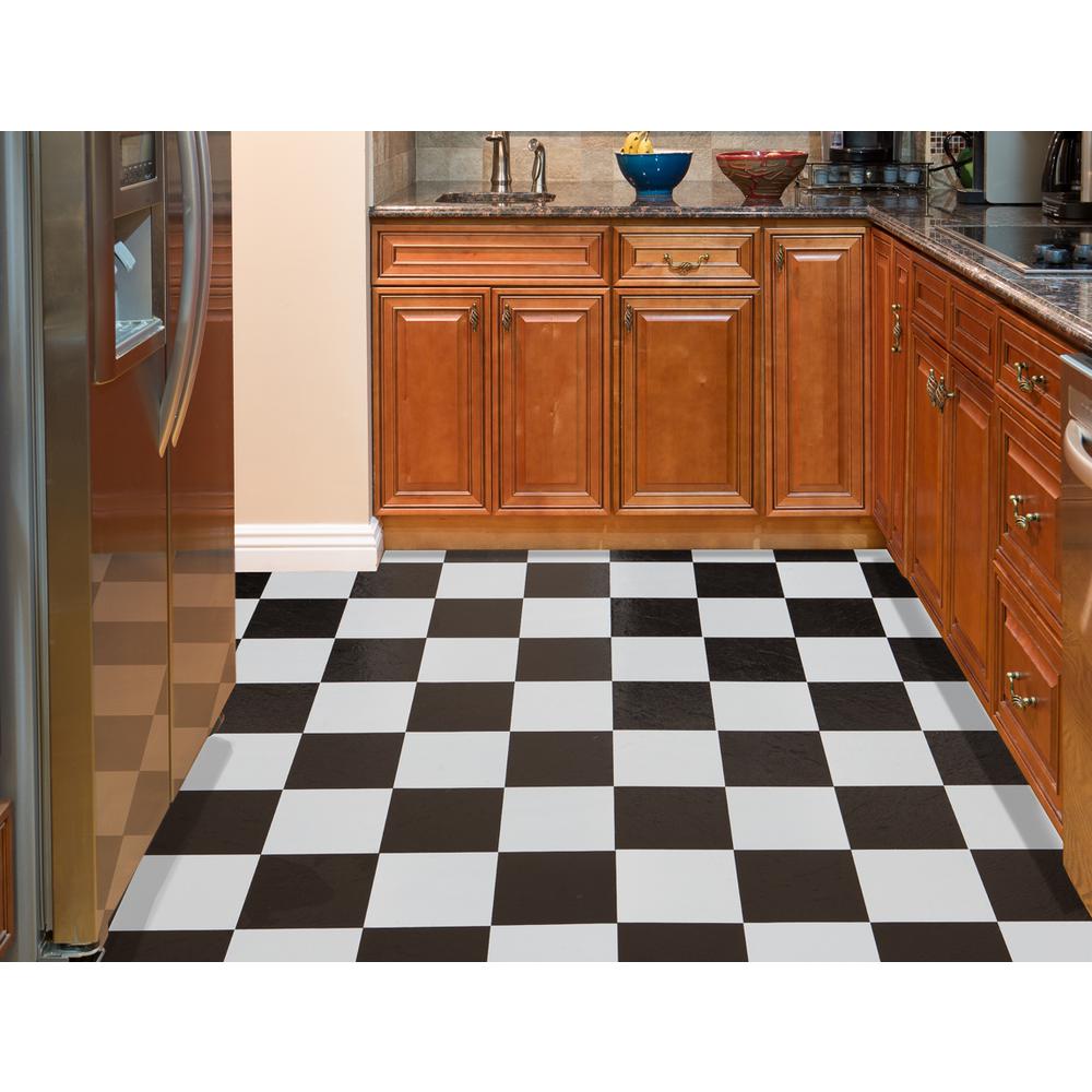 Black & White Checkered Vinyl Floor Tiles Adhesive Stick and Peel 12'' x 12'' 2-Pack (40 Pieces) - image 2 of 2