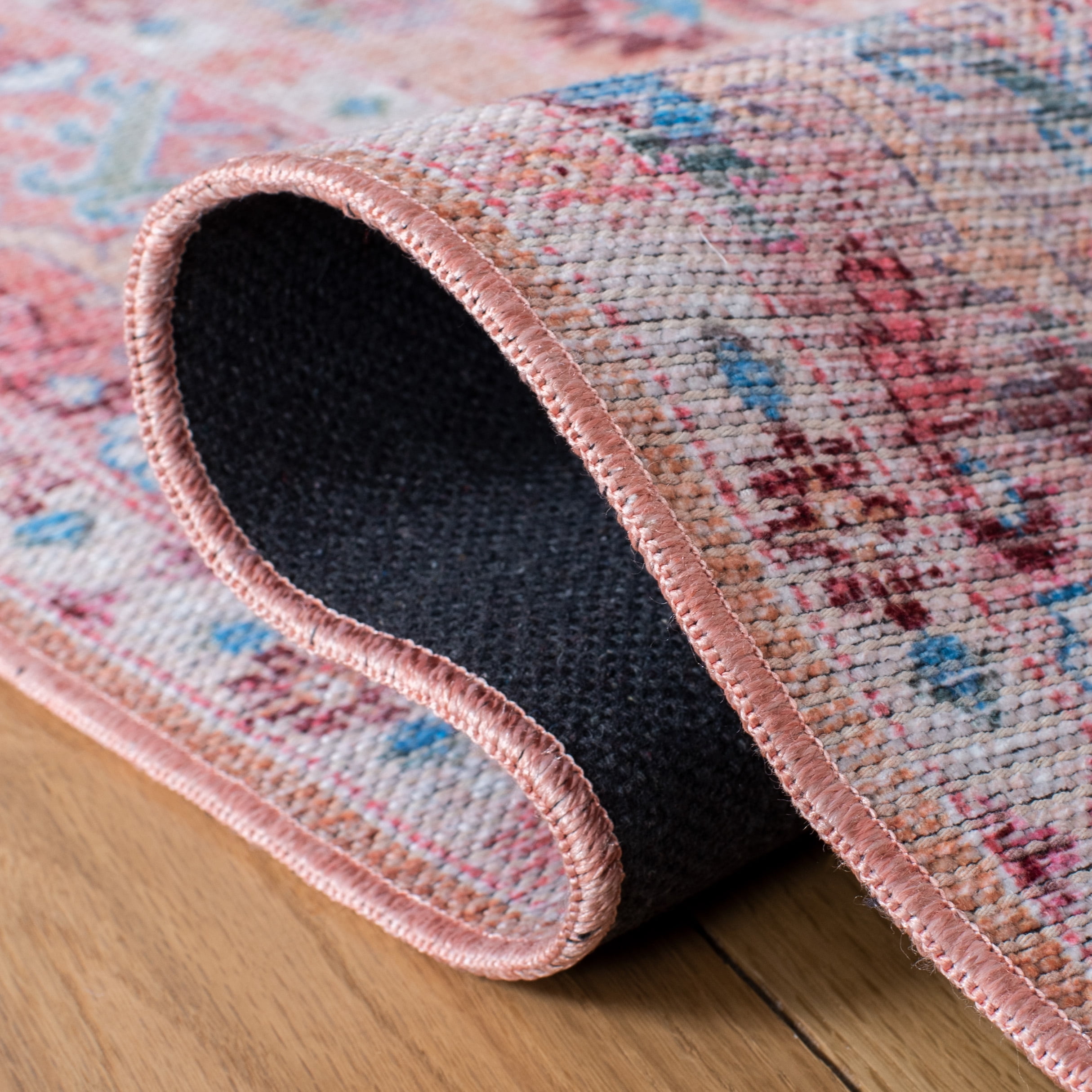 SAFAVIEH Serapi Donald Oriental Machine Washable Runner Rug, Beige/Pink, 2' x 9'