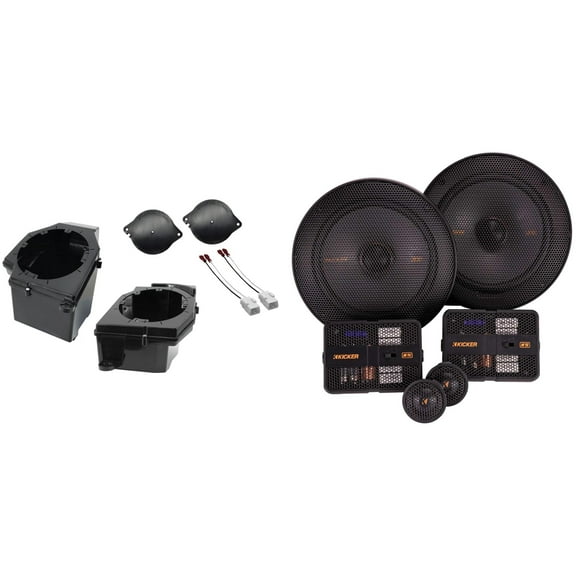 Kicker 51KSS6504 6.5" KSS Component Speakers and Front 6.5" Speaker Pods with Tweeter Adaptor Compatible with Jeep JL (2018-2023) & JT (2020-2023)