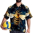 thumbnail image 4 of Starry Bees in the Sky Men's Short Sleeve Poplin Shirt, Casual Printed Button Down, Summer Beach Hawaiian Shirts, Unisex, 4 of 6