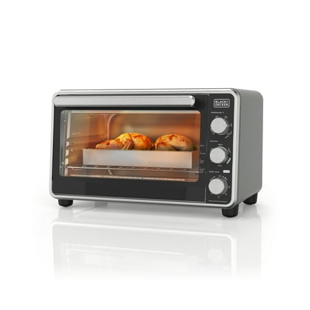 Black   Decker Crisp 'N Bake PRO 6-Slice Air Fryer Toaster Oven with Basket, Pan, Rack & Tray, Stainless Steel