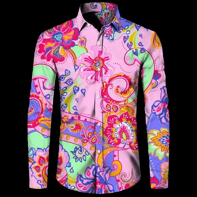 Camisas de manga larga con estampado 3D vintage de cachemira de la antigua Babilonia para hombre, tótem espiritual hinduismo, gráfico, ropa para hombre
