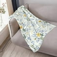 thumbnail image 3 of Blue Yellow Flower Floral Blanket, Soft Blankets Flannel Bed Throw Cozy Lightweight Plush Gifts for Women Girls Sofa Couch Bedroom Living Rooms Warm All Season, Home Decor, Small 50"x40", 3 of 6