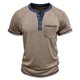 thumbnail image 5 of Camisa de Manga Corta de los Hombres con Botón de Manga Raglan Bolsillo Cuello de Vuelta, Blusa Sólida Casual, 5 of 6