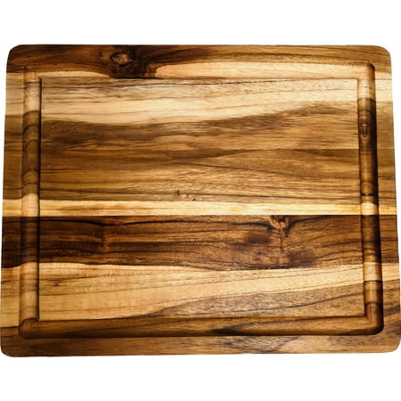 

Mountain Woods Brown Teak Wood Cutting Board w/ Juice Groove - 15