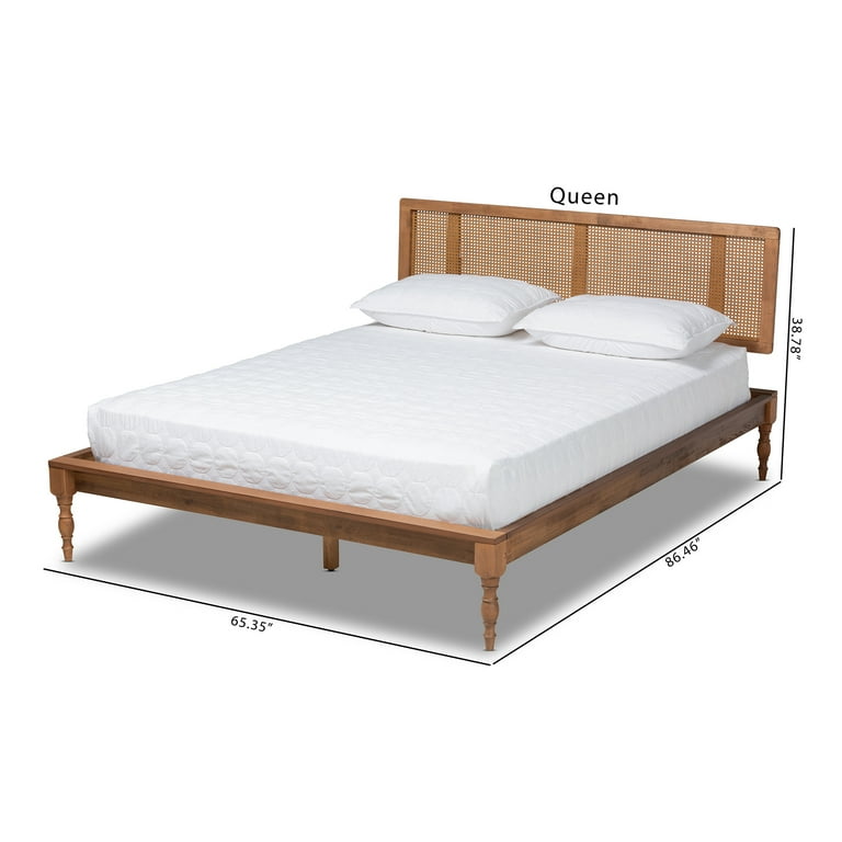 Baxton Studio Romy Vintage French Inspired Ash Wanut Finished Wood and Synthetic Rattan Full Size Platform Bed Baxton Studio Romy Vintage French Inspired Ash Wanut Finished Wood and Synthetic Rattan Full Size Platform Bed