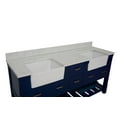 thumbnail image 3 of Charlotte 72" Farmhouse Bathroom Vanity with Royal Blue Cabinet and Engineered Carrara Top, 3 of 5