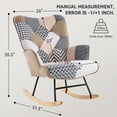 thumbnail image 3 of Modern Patchwork Fabric Rocking Chair with Solid Wood Rockers & Metal Frame, 26" Wide Upholstered Accent Rocker with High-Density Foam Cushion, 330 lb Capacity Lounge Chair, 3 of 5