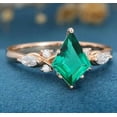 thumbnail image 2 of Kite Cut Lab-Created Emerald and Moissanite Engagement Ring in 925 Sterling Silver for Women, 2 of 3