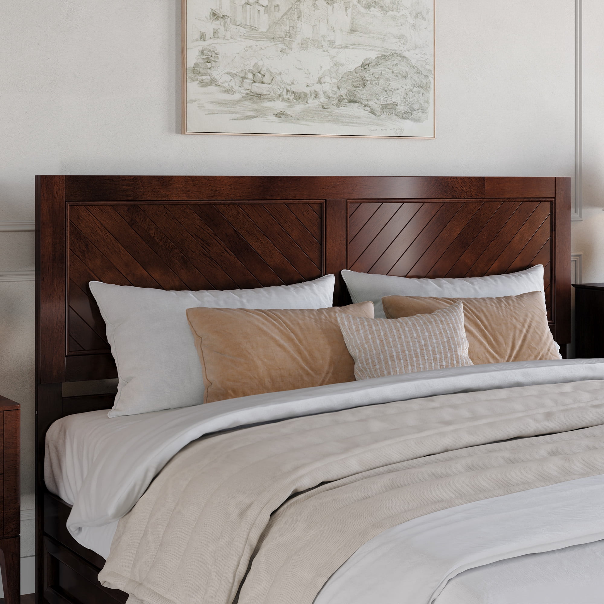 AFI Canyon Walnut Wood Rustic Farmhouse Headboard, King