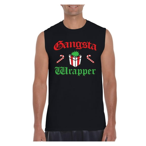 MmF - Men's Graphic T-Shirt Sleeveless, up to Men Size 3XL - Christmas Wrapper