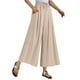 thumbnail image 1 of Pantalones palazzo anchos para mujer: cintura alta con cordón, bolsillos, poliéster, verano, playa, tallas M-XXL, 1 of 4