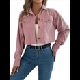 thumbnail image 3 of Chaquetas de de Larga para Mujer, de Algodón, con Solapa y Botones, para Otoño, para Exteriores, Abrigos Lisos de Moda. Rosa M, 3 of 10
