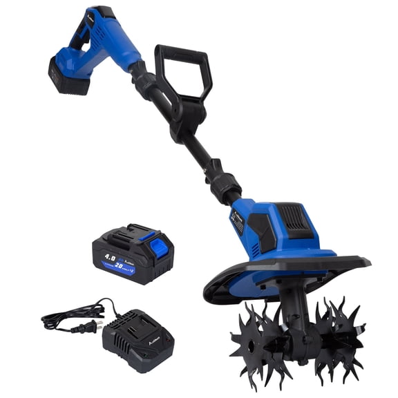 ANLIBATT 20V Cordless Electric Tiller 8 Inch Wide, 300 RPM Battery Powered Garden Cultivator with 4.0Ah Battery Charger Included Yard Soil Digging