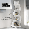 thumbnail image 6 of Corner Shelf, Modern 5-Tier Wall Corner Bookshelf, Stylish Corner Small Bookcase Storage Rack Plant Stand with Unique Shape for Living Room, Home Office, 6 of 12