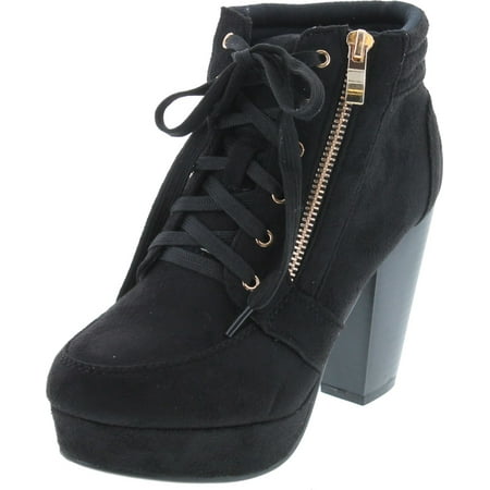 

Forever Link Camille-88 Women s Round Toe Heel Bootie Black Su 10