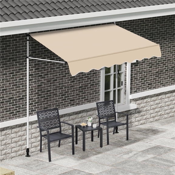 Topeakmart 78.7" L Manual Retractable Awning with Adjustable Height, Beige