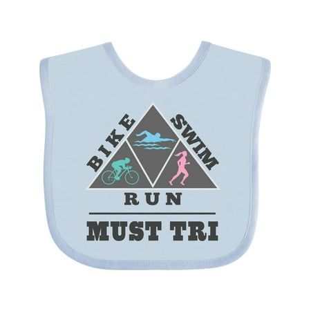 

Inktastic Triathlon Sports Running Swimming Biking Gift Baby Boy or Baby Girl Bib