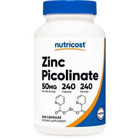 Nutricost Zinc Picolinate 50mg (240 Vegetarian Capsules) - Gluten Free & Non-GMO Supplement