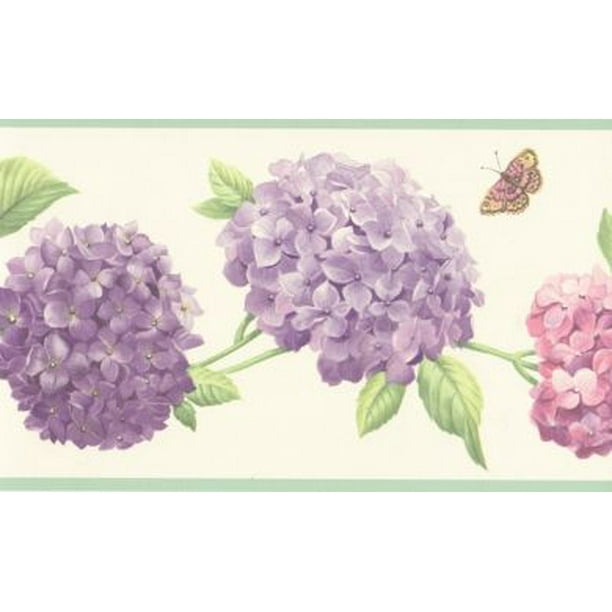 878911 Hydrangea Floral Wallpaper Border FK78468 - Walmart.com