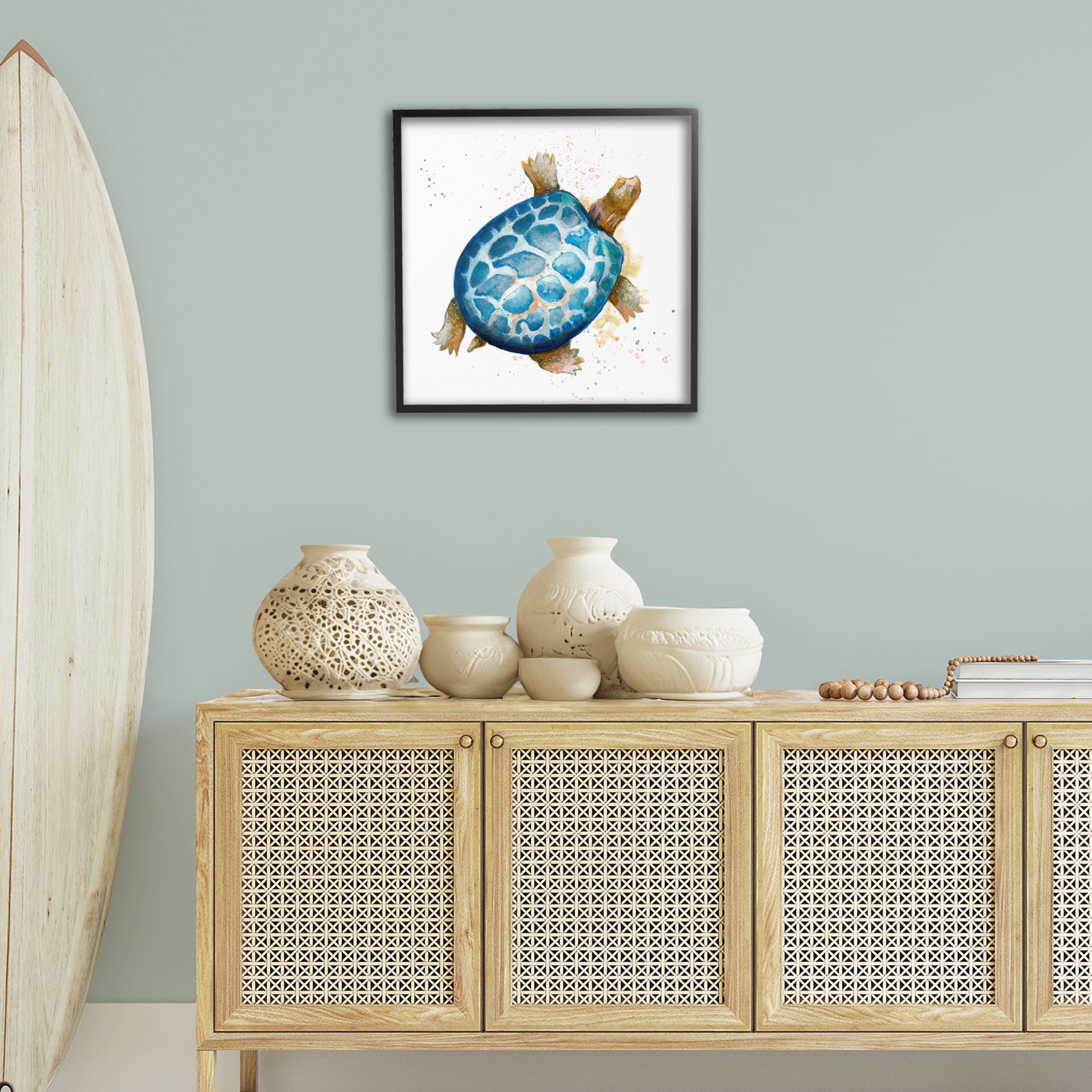 Stupell Industries Modern Speckled Turtle Animals & Insects Painting Black Framed Art Print Wall Art, 24 x 24