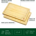 thumbnail image 3 of Royal Craft Wood Bamboo Cutting Board with Juice Groove – Small Wooden Butcher Block for Kitchen Meal Prep, Chopping Board for Meat, Cheese & Vegetables with Handles (S, 12" x 8"), 3 of 7