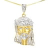 10k Yellow Gold Mens Ladies 1.25" Genuine Diamond Mini Jesus Pendant Charm 1/2ct