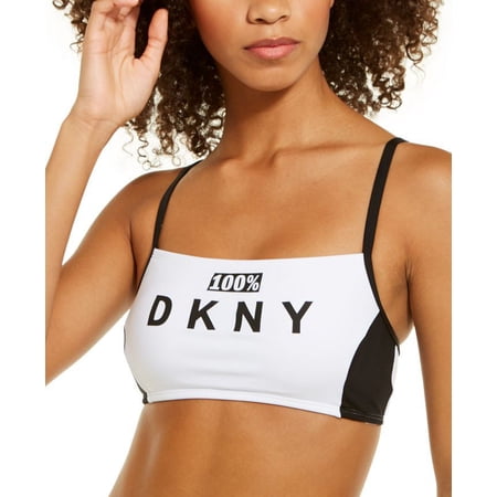 DKNY SOFT WHITE Logo Bralette Bikini Swim Top  US 2X-Large