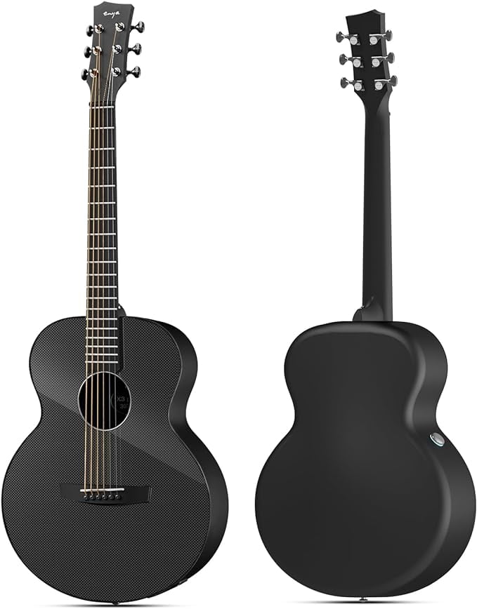 Enya Acoustic-Electric Guitar X3 Pro Mini Carbon Fiber Travel Guitar - 36" 3/4 Size with Built-in Effects & Wireless Speaker, Includes Gig Bag & Cables - Ideal for Professional & Stage Performance