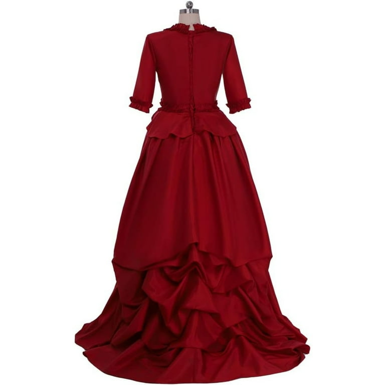 Women's Victorian Gothic Red Bustle Gown Dress Vampire Mina Harker Dress -  Walmart.com