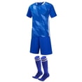 thumbnail image 2 of ITSAME Boys Soccer Uniform Set 3-Piece T-Shirt&Shorts with Knee-High Socks Football Training Outfits Blue Size 12, 2 of 7
