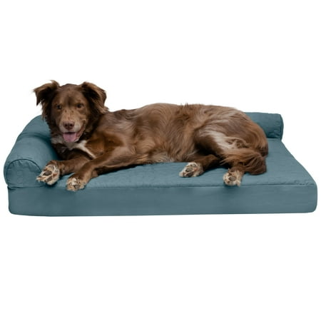 UPC: 0842229131246 | FurHaven Pet Products Paw-Quilted Memory Top Deluxe L-Chaise Pet Bed for Dogs & Cats – Jumbo Bluestone