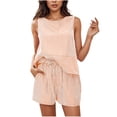thumbnail image 2 of Antinious Women Stripe Print Crewneck Sleeveless Shirts Pocket Summer Sleepwear Loose Soft Airy Pajamas Outfits, 2 of 5