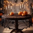 thumbnail image 5 of Halloween Spider Web Tablecloth - Black Lace 40 Inch Table Cover for Party Decor, Gothic Lace Table Topper for Dinner Buffet Scary Movie Night & Haunted House, 5 of 8