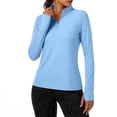 thumbnail image 2 of ssuyfkrb Workout Shirts,Sun Protection Workout Tops,Zipper,Workout,Breathable,Lightweight,Blue,S, 2 of 7