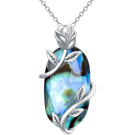 JKR Rose Flower Necklace 925 Sterling Silver Dainty Gemstone Pendant Fine Jewelry Anniversary Gifts for Women Wife Girlfriend Her