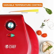 Commercial Chef 12” Pizza Maker with Variable Temperature, Quesadilla Maker with Non-Stick Baking Plates, Indoor Electric Grill, 1500 Watts, CHPM12R, Red
