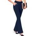 thumbnail image 2 of Womens Yoga Dress Pants Casual Straight Leg Work Slacks Bootcut Stretchy Elastic High Waisted Trousers with Pockets Pull On,Breathable Lightweight,4-Way Stretch,Plus Size Business Clothes Dark Blue, 2 of 5