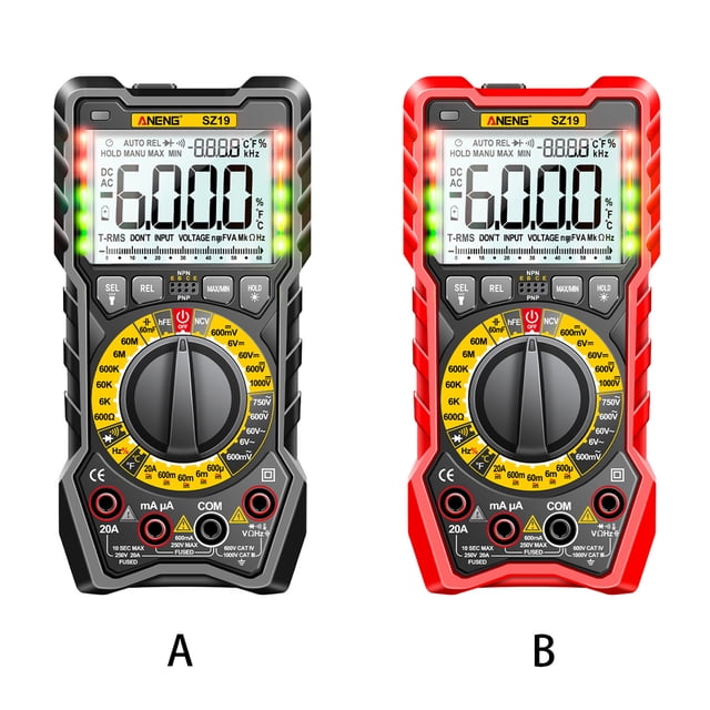 Digital LCD Display 6000 Counts Multimeter Current Ammeter Professional designed with Multi-functional Voltmeter Measuring Gauge Red