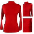 thumbnail image 3 of Women's Long Sleeve One Size Mock Turtleneck Top (Red), 3 of 3