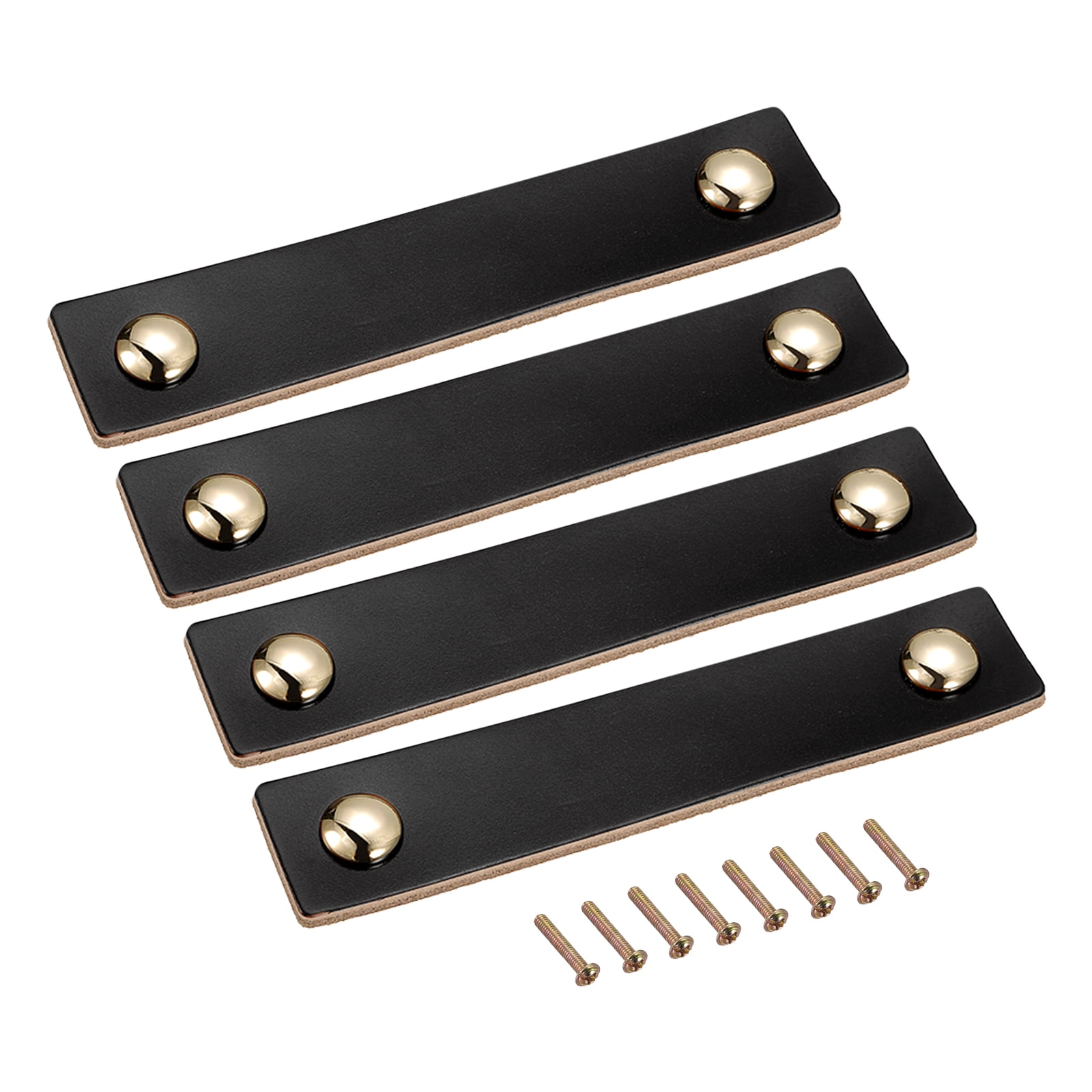 Uxcell Leather Drawer Pulls 5.4" 4Pack Leather Furniture Handles Drawer