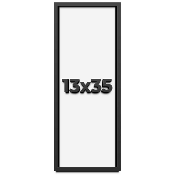 13x35 Shadow Box Frame Black | 1 inches Deep Real Wood Contemporary Shadowbox Display Frame | UV