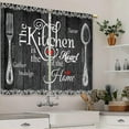 thumbnail image 3 of Black Farmhouse Rustic Kitchen Curtains Wooden Wood Small Short Cafe Window Curtains Vintage Fork Spoon Retro Barn Bathroom Living Room Bedroom Window Drapes Treatment 2 Panels (27.5x39 Inch), 3 of 6