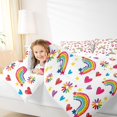 thumbnail image 5 of Manfei Crayon Rainbow Full Size Bedding Sets, Love Heart Groovy Full Size Bed in a Bag, White, Polkadot Reversible, 7-Piece, 5 of 6